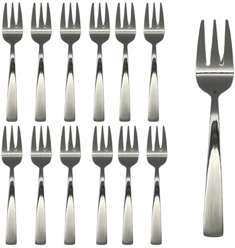 12 x Stainless Steel Tulip Cake Forks Mini Dessert Forks 14cm/5.5'' Elegant Cutlery Set for Cakes, Pastries & Appetisers – Durable, Rust-Resistant Flatware for Home, Café & Restaurant Use