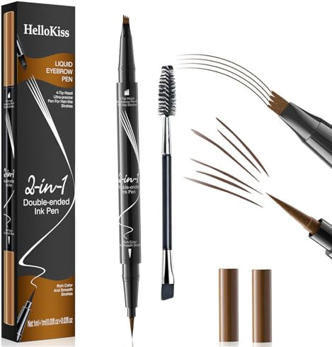 Wffeila Augenbrauenstift, Micro Brow Pencil, 2-in-1 Dual-Ended Microblading Augenbrauenstift, Wischfest Eyebrow Pencil Kann Leicht Natürliche Augenbrauenfarbe Natürliche(Dunkelbraun)