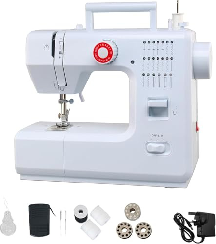 Sewing Machine with Foot Pedal for Beginners, 20 Stitches Household Electric Sewing Machine, LetCartMaker FHSM-618, 31 * 13.1 * 25.8cm, White