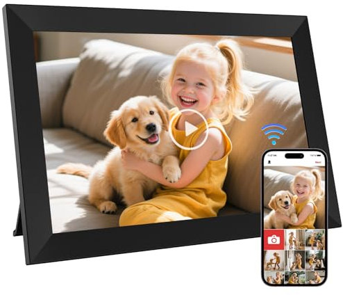 10,1 Zoll WiFi Digitaler Bilderrahmen mit eingebautem 64GB Speicher, Einem 1280x800 IPS LCD Touchscreen, Automatischer Dreh- und Audiofunktion, Einfache und schnelle Freigabe von Bildern und Videos