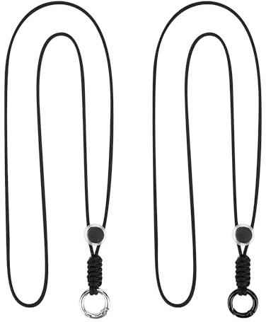 Linkidea Solglasögonhållare halsbandsrem med legering glasögonring, 2-pack justerbar glasögonhållare anti-förlust kedjelänk, Svart, XL