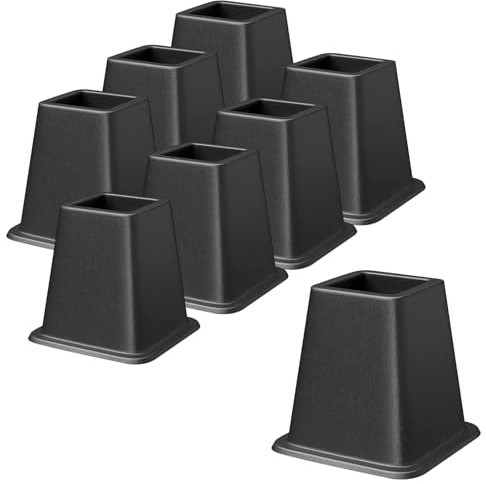 NAMYEUT 8-pack kraftiga möbelsänghöjare, 15 cm ABS stapelbara säng soffa benförlängare med halkfria kuddar, 150 kg kapacitet sänglyftblock för lagringsoptimering, golvskydd