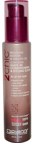 Giovanni 2chic Ultra-Sleek Leave-In Conditioning And Styling Elixir With Brazilian Keratin And Argan Oil - 4 Fl Oz