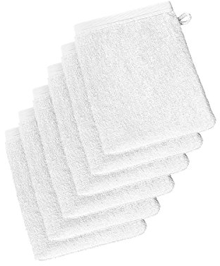 De Witte Lietaer 199514 Wellness Waschlappen, Baumwolle, 15 x 22 cm, 6er-Set, weiß, 15x22 cm
