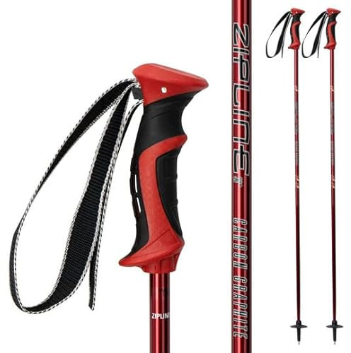 Skidstavar grafit kolkomposit - Zipline klubba USA Ski Team officiell leverantör (körsbärsröd, 127 cm/50 tum tum)