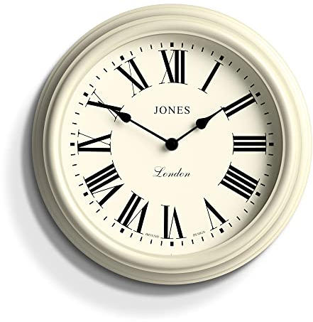 Jones Clocks® Venetian wall clock | Classic round clock | 30cm | Pale cream | Roman numerals | Traditional design ideal for kitchen, living room or bedroom