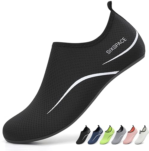 Sixspace Damen Herren Badeschuhe Wasserschuhe Schwimmschuhe Männer Frauen Strandschuhe Barfußschuhe für Strand,Pool,Meer,Wassersport,Tauchen,Surfen,Aqua Cycling(Schwarz 35 EU)