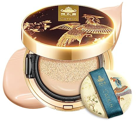CATKIN Dewy Glow Cushion Foundation, Medium Coverage, Satin Finish, 13g*2 | Breathable Formula, Weightless BB Cream Texture, Upto 14H Longwear, Hydrating for Dry/Mature Skin, Includes Refill