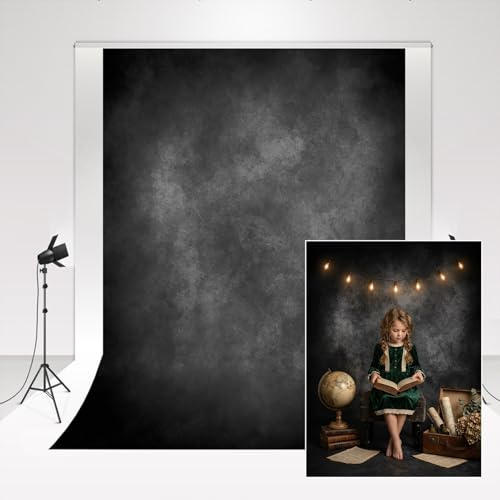 Kate Backdrops for Photography 1,5x2,2m/5x7ft Gradient Svart Grå Studio Fotobakgrund Disig dimma Konst Fotografi Bakgrund Tidskrift Annons Fotografering Fotobås Youtube Video Bakgrund
