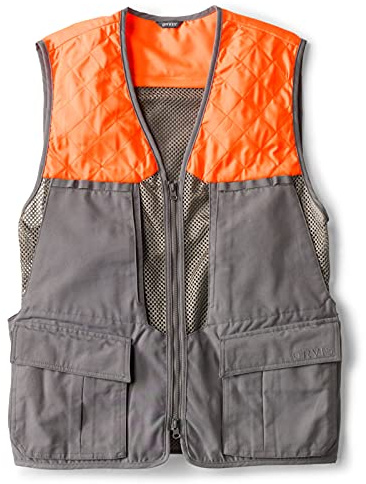 Orvis Men’s Upland Hunting Vest - Traditional Bird Hunting Vest with No-Leak Game Pouch and Blaze Upper, Granite Lower, L