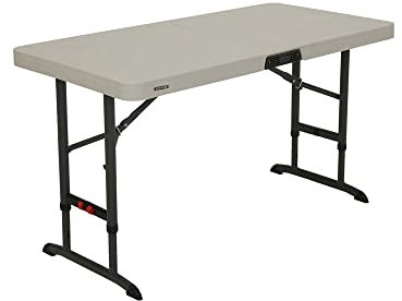 Lifetime Tavolo Pieghevole Rettangolare Regolabile (Beige) 122 cm NESTING / 4 Persone RIF 80823, 122x61cm