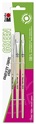 Marabu 0175000000200 - GREEN LINE Pinsel-Set, drei Synthetikhaarpinsel, veganes Pinselhaar, unbehandelter Pinselstiel aus Holz