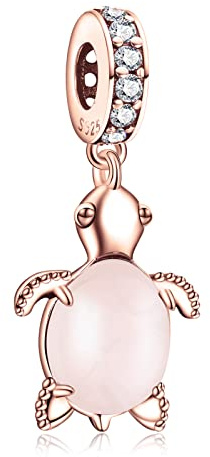 Amuefer Tortue en Verre Rose Charms pour Bracelets Pandora et Colliers Argent Sterling Océan Pendentif Charme Anniversaire Noël Bijoux Cadeaux pour Femme Fille Enfant