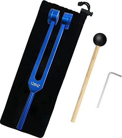 Qsanpel Otto - Tenedor de afinación de 128 Hz para curación, meditación y pesos, 128 Hz, diapasón, 128 Hz, sonido curativo, color azul