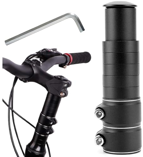 Lenkererhöhung Fahrrad, Fahrradlenker Vorbau, Fahrradlenker Erhöhung, Fahrrad Gabelschaftverlängerung Gabelschaftverlängerung mit Sechskantschlüssel für MTB, Rennrad, Stadträder Schwarz 13,8 x 2,86 cm