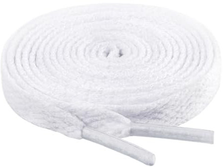 riemot 1 par (2 stycken) platta skosnören, slitstarka skoband, 9 mm breda ersättningsväskor av polyester för sneakers, sportskor, löparskor, sneakers, Vit, 120