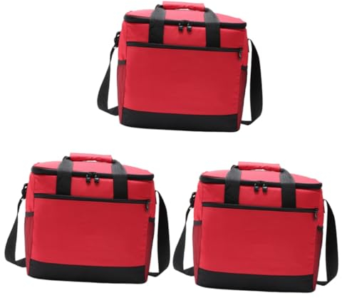 Toddmomy 3st Wärmebeutel Für Lebensmittel Strandtasche Für Getränke Aufbewahrungstasche Für Lebensmittel Kühltasche Tragbare Kühlbox Rot Picknicktasche Aluminiumfolie