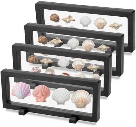 PEUTIER 4 Uds Soporte de Exhibición Flotante 3D para Conchas Marinas, 23x9x2cm Vitrina Flotante 3d Marco de Exhibición de Monedas Vitrina Monedas con Soporte para Conchas Marinas Joyas Alfileres