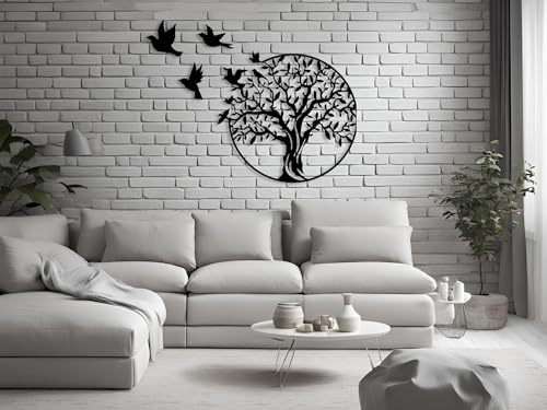 VAILLA Decorazione da parete in legno, decorazione da parete in nero, oro, decorazione da parete 3D, decorazione moderna per casa, ufficio, camera da letto, soggiorno e cucina… (Albero 8)