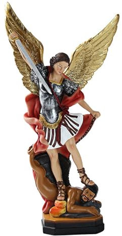 ETUCYNG Estatua Coloreada de Miguel Arcángel 22x12x6cm, Figura de Rosixehird y Teksome - Miguel Derrotó al Demonio