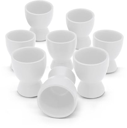 Porte-œufs en céramique blanche mate, set de 8 pièces, porte-œufs en céramique, forme classique, support pour petit-déjeuner pour toutes les tailles, lavable au lave-vaisselle pour 6 personnes