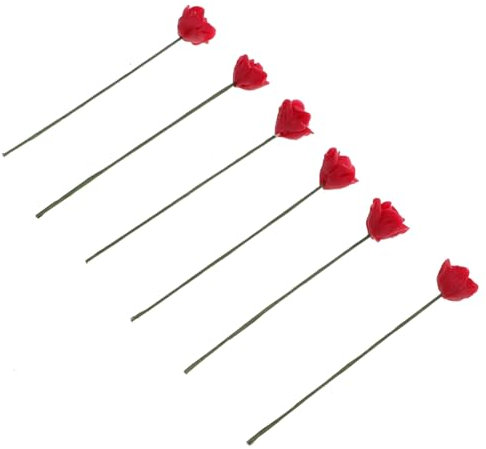iplusmile 6pcs Mini Rose Flower Arrangement Models Realistic Adornments for Dollhouses Home Decor and Miniature Scenes for Creative Landscaping and Decorative