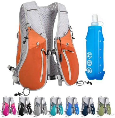 Zounich Gilet d'hydratation de Course à Pied pour Femmes et Hommes, Gilet Running avec Bouteille d'eau de 500ml, Léger et Réfléchissant Gilet de Course pour Cyclisme, Randonnée, Running