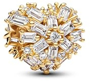 PANDORA Moments Funkelndes Herz Charm mit 14K vergoldeter Metalllegierung und Zirkonia, Kompatibel Moments, 764240C01