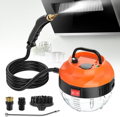 3800W Pulitore a Vapore ad Alta Temperatura per Auto-Detailing & Pulizia di Diverse Superfici, 105,0 °C Pressione Vapore, Serbatoio da 1L, 6 Impostazioni Regolabili, Pulitore a Vapore Portatile