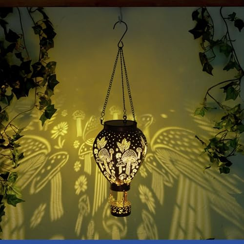 Maximex Soldriven trädgård varmluftsballong i bronslook, hängande, varmvita lysdioder, skymningssensor, väderbeständig, sollampa för trädgård, balkong och uteplats, diameter 15 x 47 cm, metall