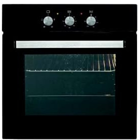 Cookology Essentials AESOMMBK Built-in Oven 60cm Single Electric Fan Oven - Integrated Black Electric Oven - Mechanical Controls & Timer - Full Grill - 58L Capacity