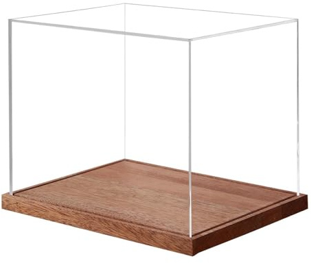 Casco de fútbol | Escaparate transparente con soporte de madera | Caso de exhibición de casco de béisbol | Para hockey sobre hielo, deporte, béisbol, baloncesto, coleccionables