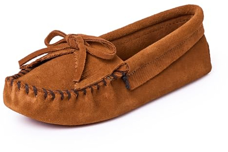 Minnetonka Women's Kilty Suede Softsole Moccasin, Brown, 7.5 M US