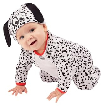 Smiffys Dalmatian Baby, Black & White All In One & Hat, Halloween Child Fancy Dress, Animal Dress Up Costumes