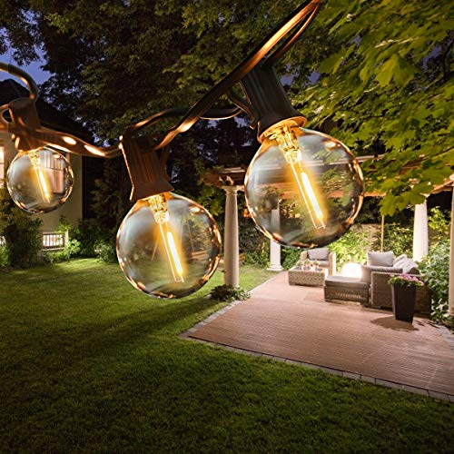 ROVLAK Catena Luminosa Esterno LED, Lucine da Esterno Giardino Impermeabile con 25+3 Lampadine LED G40, Filo Lampadine da Esterno 2700K Bianco Caldo per Giardino Terrazza Balcone