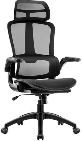 HOMESTOOL Sedia Ufficio Ergonomica Poltrona Ufficio con Supporto Lombare Adattativo, Sedie da Ufficio a Rete Carbonio Sedia per Computer PC Schienale Alto Sedia Sedile Cascata Carico 150kg