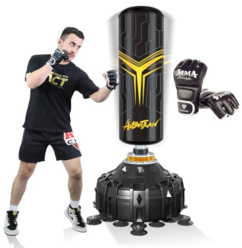 Freestanding Punching Bag with Boxing Gloves, Boxing Bag with Suction Cup Base for Adult Teens-Standing Kickboxing Bag for Home Office Gym（Black）