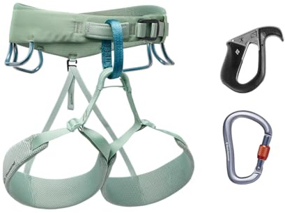 Black Diamond Womens Momentum Harness - Pilot Package - Complete Rock Climbing Package, Desert Sage, X-Small