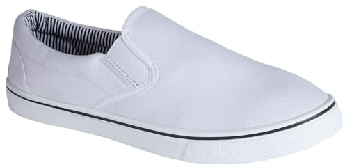 Urban Jacks Mens Canvas Mesh Slip On/Lace-up Espadrilles Casual Low Top Plimsoll Trainers Size 7-12 (White, UK Footwear Size System, Adult, Men, Numeric, Medium, 9)