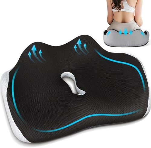 CAMUSBR Seat Cushion for Coccyx Sciatica Hemorrhoid Tailbone Back Pain Relief Memory Foam Seat Pads Cushion Ergonomic for Office, Car, Wheelchair, Gaming (Grey)