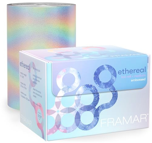 FRAMAR Carta Stagnola Per Parrucchieri - Stagnola Per Meches, Accessori Parrucchiere, Carta Alluminio, Colorazione Capelli, Alluminio Rotolo - Ethereal - 97 Metri