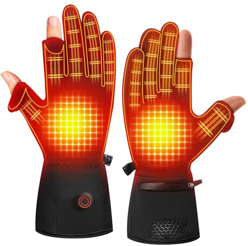 Heated Fingerless Gloves for Men Women Rechargeable Heated Hunting Photography Fishing Gloves