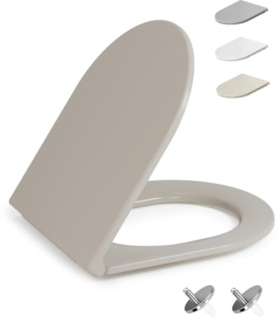 HySail Hochwertiger Toilettendeckel mit Absenkautomatik, Schnellverschluss und Hygienischer Oberfläche – Robust, Umweltfreundlich, Farbbeständig, in Mehreren Farben Erhältlich (Beige, D-Form Lang)