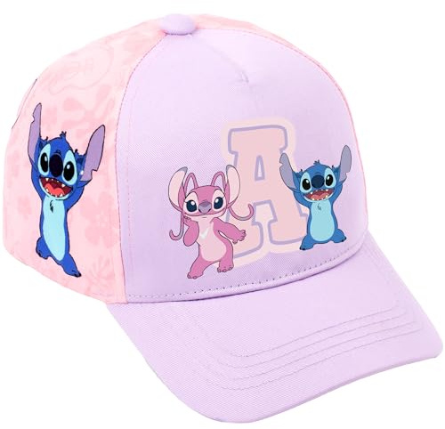 Disney Stitch Personalised Baseball Cap for Girls Letter Personalisation Adjustable Kids Snapback Hat 100% UV Protection Summer Holiday Purple Age 6-12 Years