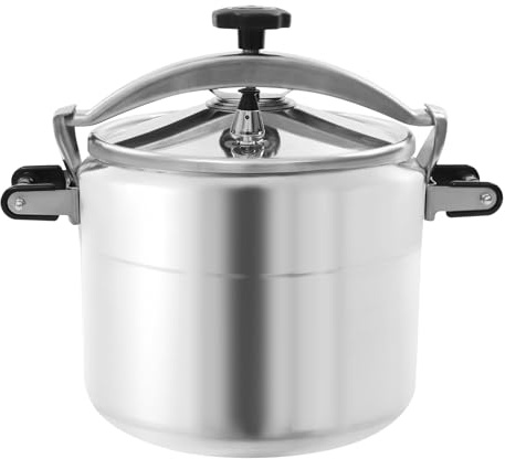 31.7 Quart Aluminum Pressure Cooker Cooking Pressure Canner 2 Safety Valves 5 PSI Large Capacity Canning Pot Cooker Pot for Kitchens or Commercial Use, Open-Flame Type Stoves