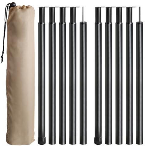 Bubuny Zeltstangen Tarpstangen, 2M 19mm Teleskopstangen aus Aluminium mit Tasche Verstellbare Leichte für Zeltfliegen TarpsCamping Stangen Zeltstangen