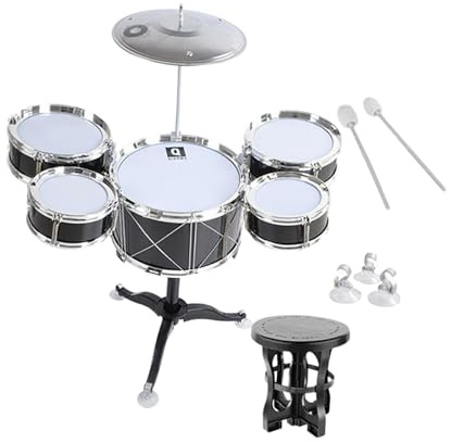 Folpus Juguete de Tambor para niños, Juguete Musical, Juego Educativo temprano, Desarrollo, portátil, Mini Juego de batería para niños, niñas, niños, Regalos, Negro