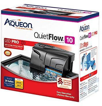 Aqueon QuietFlow 10 LED PRO Aquarium Fish Tank Power Filter For Up to 20 Gallon Aquariums