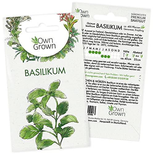 Basilikum Samen: Premium Kräuter Samen zur Anzucht von ca. 400 Basilikum Pflanzen – Saatgut Kräuter für Indoor und Balkon Pflanze – Kräuter Saatgut – Schöne Gartenkräuter Pflanzen von OwnGrown