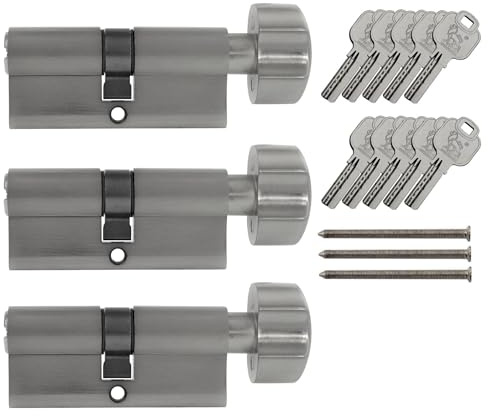 3 x knopp cylinder 70 mm samtidig låsning KD 35/35 inklusive 10 nycklar